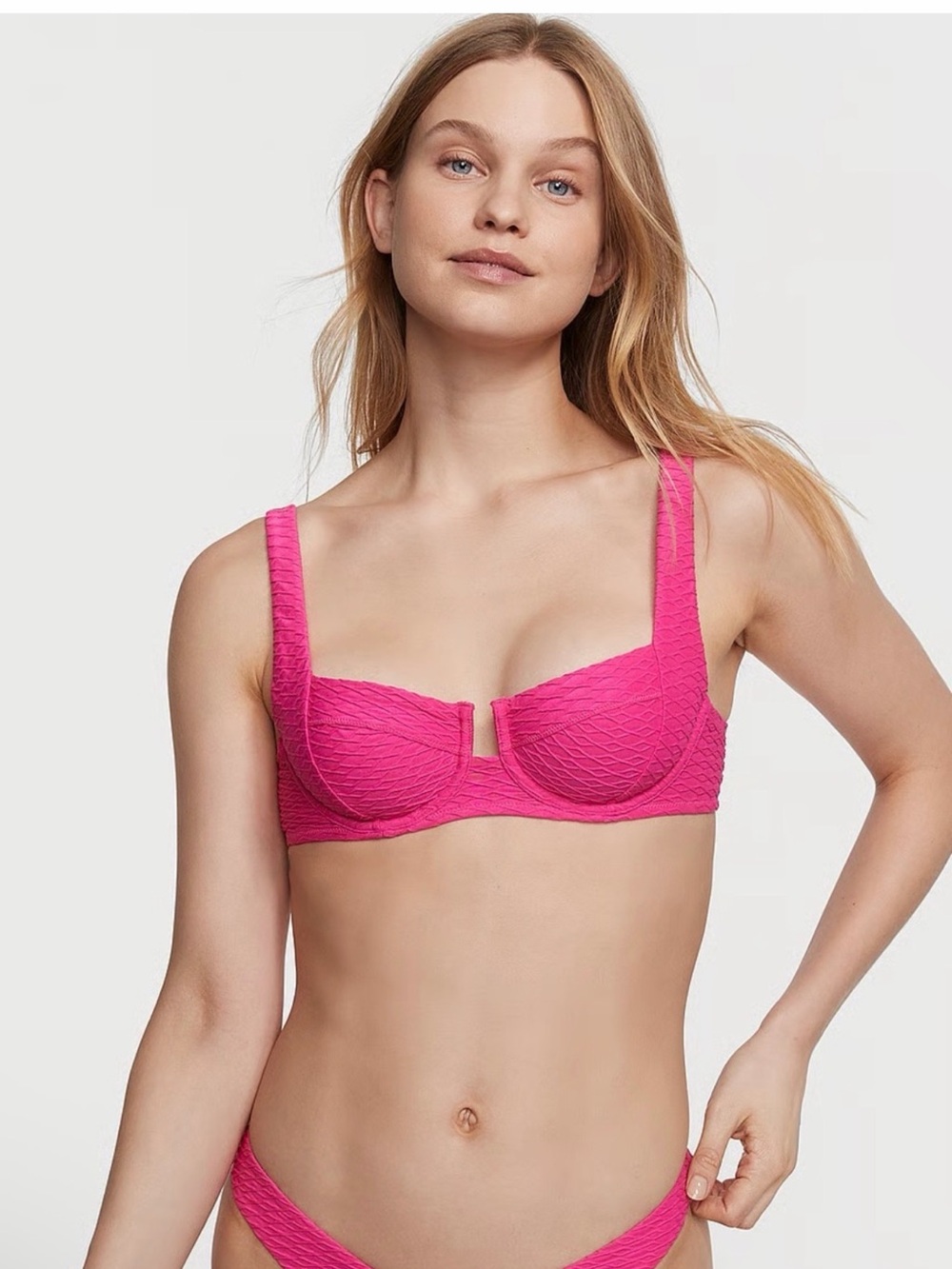 Victoria's Secret Hot Pink Textured Underwire Bikini Top